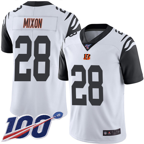 Cincinnati Bengals Limited White Men Joe Mixon Jersey NFL Footballl 28 100th Season Rush Vapor Untouchable